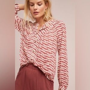 NWT *ANTHROPOLOGIE* Maeve *ALISANDE* Blouse … *RED DOG MOTIF* … Size: M
